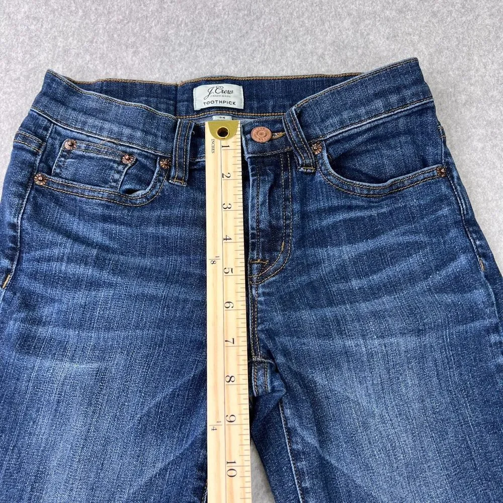 J. Crew Curvy Toothpick Jeans, Size 24, Dark Blue Wash, High-Rise Skinny‎ Fit